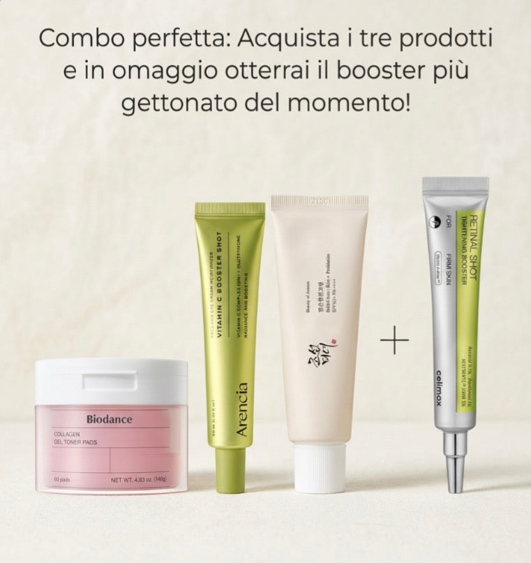 Combo perfetta: Acquista i tre prodotti e in omaggio otterrai il booster più gettonato del momento